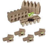 Relaxdays set 120 semilleros, biodegradables, bandeja semillas cuadradas, 1200 plántulas, papel, 5,5x22x8,5cm, natural