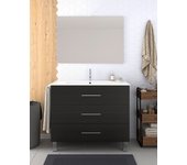 Mueble de baño ribera de 3 cajones incluye lavabo y espejo - roble sinatra 90 x 45 cm seno centrado