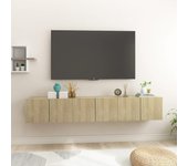 3 piezas muebles de tv | muebles de salón tv | conjunto salón colgantes roble sonoma 60x30x30 cm cfw61983