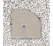 Plato de ducha semicircular línea vulcano 90x90 cm fino gris en resina sintética y polvo de mármol con desagüe libre - frascio
