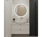 Round line led espejo redondo con marco negro, 80 cm, interruptor y almohadilla antivaho