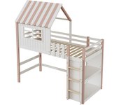 Cama infantil de 90x200 cm - cama ajustable en altura para niños y niñas - rosa