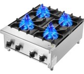Vevor utensilios de cocina de gas comercial, 4 quemadores y gas natural, 28 kw, acero inoxidable, usado en restaurantes y familias