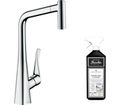 Grifo de cocina con hansgrohe metris m71 320 pulverizador cromado de 2 chorros + limpiador briochin