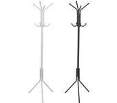 Perchero con pie metálico minimalista | 8 ganchos | soporte para abrigos y sombreros | blanco | negro