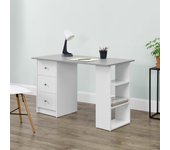 Escritorio de ordenador lemberg 120 x 49 x 72 cm - 3 compartimientos y 3 cajones blanco/gris claro [en.casa]