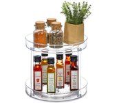 Relaxdays organizador giratorio 2 niveles, ­ø 27 cm, estantería rotatoria nevera, cosméticos y especias, transparente