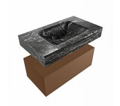 Mondiaz alan-dlux 80cm mueble de baño rust 1 cajón. con lavabo cloud centro sin orificios color lava