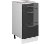 Vicco mueble bajo de cocina r-line, antracita alto brillo, 40 cm con cajones, sin encimera