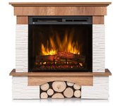 Porto - chimenea eléctrica independiente con calefacción por suelo radiante led - 23' - roble claro - 91 x 89 x 31