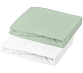 Juego de 2 sábanas bajeras domiva - 60 x 120 cm - jersey - blanco/gris verde