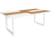 Mesa de comedor - 10 comensales - robusta y estable gracias a su estructura y patas macizas - roble y blanco - estilo industrial