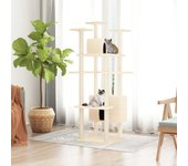 Rascador para gatos con postes de sisal color crema 162 cm