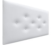 Dhome cabecero de polipiel con 3 hileras intercaladas de botones cabezal tapizado cama lujo (blanco, 105cm)