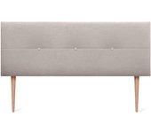 Dhome cabecero de lino natural con botones y patas de madera cabezal tapizado cama dormitorio moderno top trending (beige, 145cm)