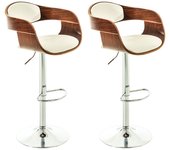 Set de 2 taburetes kingston en simil cuero nogal/blanco