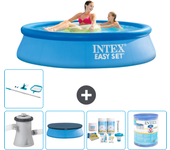 Paquete de piscina - intex - alrededor - 244x244x61 cm + accesorios a756