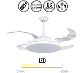 Ventilador de techo con luz silencioso dc con mando zephyr blanco 107 cm invierno-verano color luz regulable