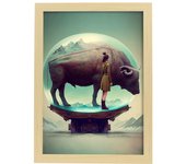 Nacnic poster toro en estilo surrealismo cinematográfico ilustraciones y grabados de historieta abstracta y artística para a3 marcos madera