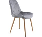 Pack 4 sillas comedor marilyn, con tapizado en gris extra suave con diseño rombos. patas metálicas tipo madera.