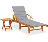 Maison exclusive - tumbona de jardín con mesa y cojín madera maciza de acacia