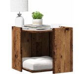 Vidaxl mueble arenero de gatos madera ingeniería envejecida 53x53x51cm