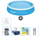 Paquete de piscina - bestway - alrededor - 366x366x76 cm + accesorios cb19
