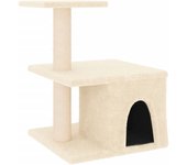 Rascador para gatos con postes de sisal color crema 48 cm
