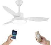 Ventilador de techo con luz led y aspas reversibles - silencioso, mando a distancia y temporizador - función verano/invierno y 3 temperaturas de luz