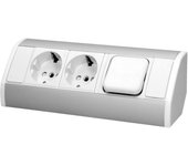 Orno gm-9002 presa angolare 2x shuko con interruttore e blocco bambini 45 ° a montaggio superficiale 3680w per cucina ufficio e piano di lavoro (bian