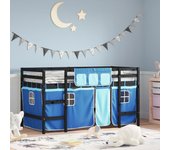 Maison exclusive - cama alta para niños con cortinas madera pino azul 90x190 cm