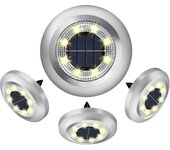 Paquete de 4 luces solares para exteriores, luces solares de suelo, luces solares de suelo impermeables ip65, 8 luces de disco solares led para jardín