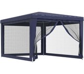 Tienda de jardín | carpa para fiestas con 4 paredes de malla hdpe azul 3x4 m cfw310778