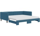 Sofá cama nido con colchón terciopelo azul 100x200 cm