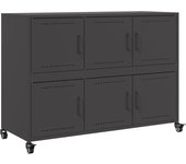 Aparador | aparador de comedor | armario de cocina de acero laminado en frío negro 100,5x39x72 cm cfw89899