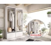Vestidor reus 2 zapateros, trasera reversible en blanco/natural, 205cm(alto) 120cm(ancho)