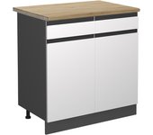 Vicco mueble bajo de cocina r-line, blanco, 80 cm , et roble