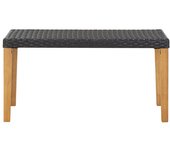 Banco de jardín | banco de exterior | silla de jardín ratán sintético y madera de acacia negro 120 cm cfw817815