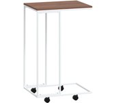 Mesa de centro，mesa auxiliar，mesita de centro ruedas contrachapado blanco marrón 40x30x63,5 cm cfw97084