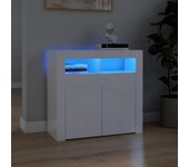 Aparador | aparador de comedor | armario de cocina con luces led blanco brillante 80x35x75 cm cfw94977