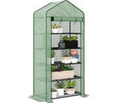 Invernadero de jardín outsunny acero, pe verde 90x49x193 cm 845-937v00gn