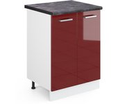 Vicco mueble bajo de cocina r-line, rojo burdeos alto brillo, 60 cm , et antracita