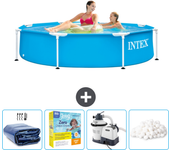 Paquete de piscina - intex - alrededor - 244x244x51 cm + accesorios cb70