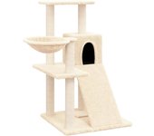 Rascador para gatos con postes de sisal color crema 82 cm