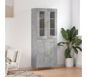 Aparador alto | aparador de comedor | armario de cocina madera contrachapada gris hormigón 69,5x34x180 cm cfw72817