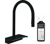 Grifo de cocina con hansgrohe aquno select m81 170 sbox spray 3 chorros negro mate + limpiador briochin