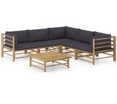 Maison exclusive - set de muebles de jardín 6 piezas bambú con cojines gris oscuro