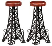 Juego de dos taburetes de bar de diseño silla con asiento sintético marrón 1202122