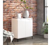 Aparador | aparador de comedor | armario de cocina de madera contrachapada blanco brillante 60x35x70 cm cfw11809