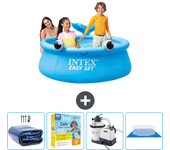 Paquete de piscina - intex - alrededor - 183x183x51 cm + accesorios cb66